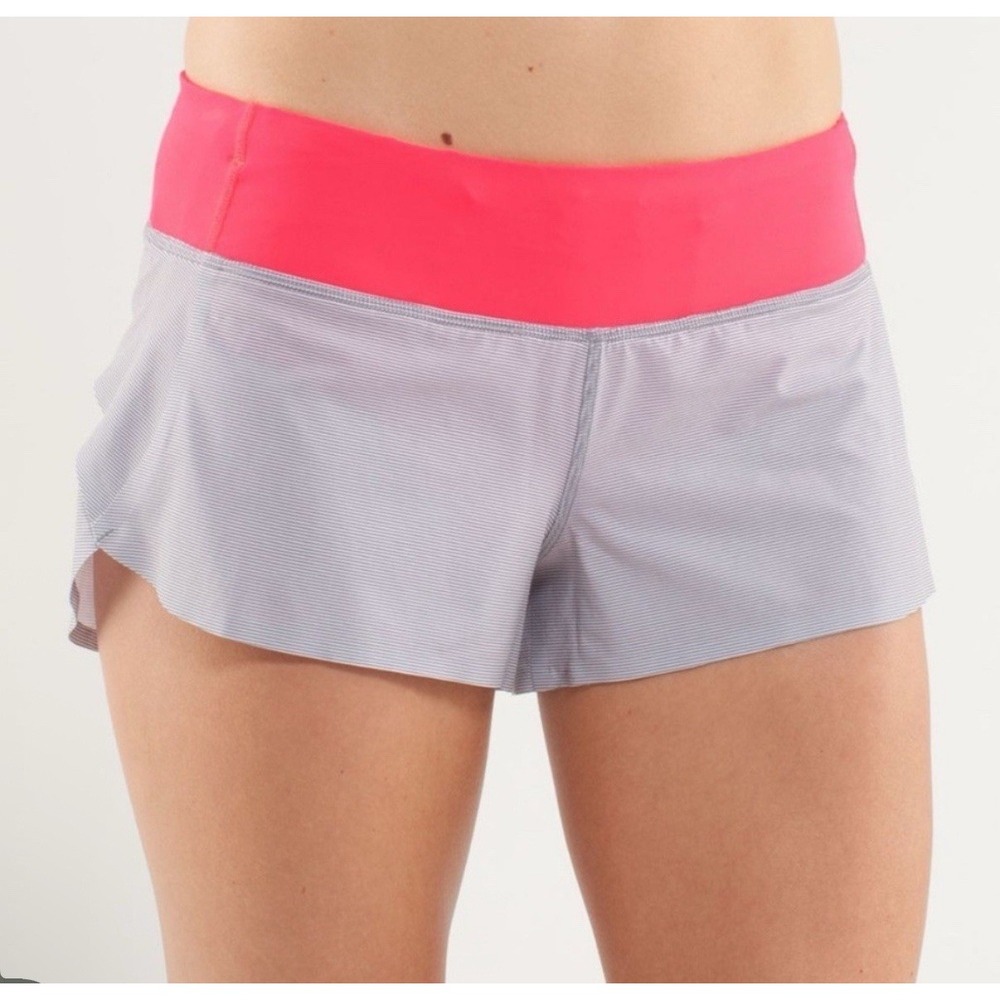 Lululemon‎ Run Speed Short Naked Seam Gray Pink Size 6 Wee Stripe Tiny Spot ✔️🤳 - Picture 9 of 10